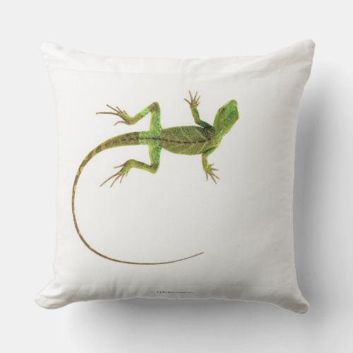 A lizard on pure white ground throw pillow
