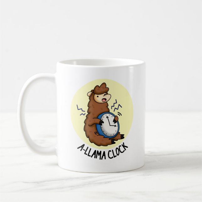 A-llama Clock Funny Llama Pun  Coffee Mug (Left)
