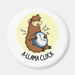 A-llama Clock Funny Llama Pun Magnet