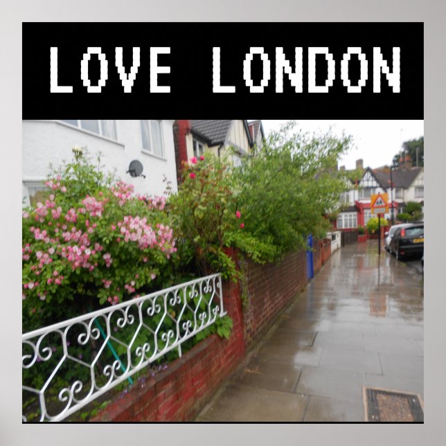 A London Street and rain England Poster (Front)
