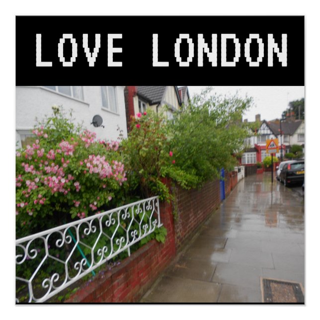 A London Street and rain England Poster (Front)