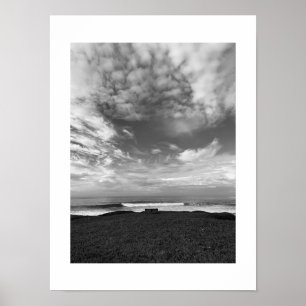 A Lone Bench Black and White Photography Poster