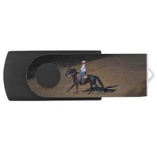 A Lone Cowboy and His Horse Art on USB Devices USB Flash Drive