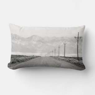 A Lone Road and Power Lines San Juan Mountains Lumbar Pillow