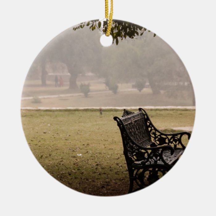 A lonely bench christmas tree ornament