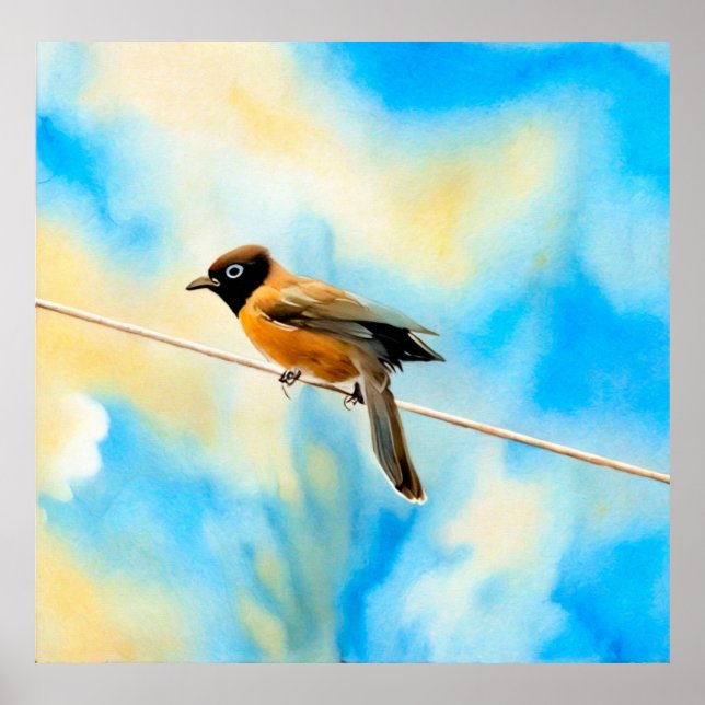 A lonely colorful bird poster (Front)