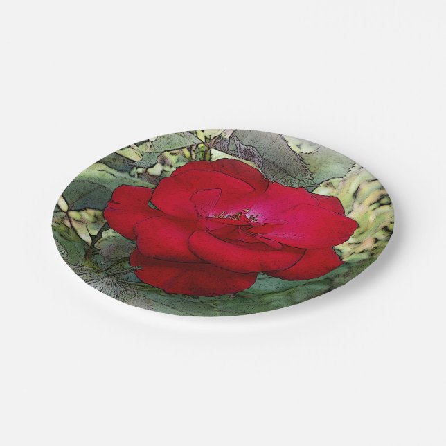 A lonely rose paper plates (Angled)