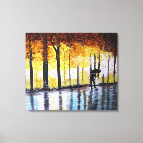 A LONELY WALK IN THE RAIN CANVAS PRINT