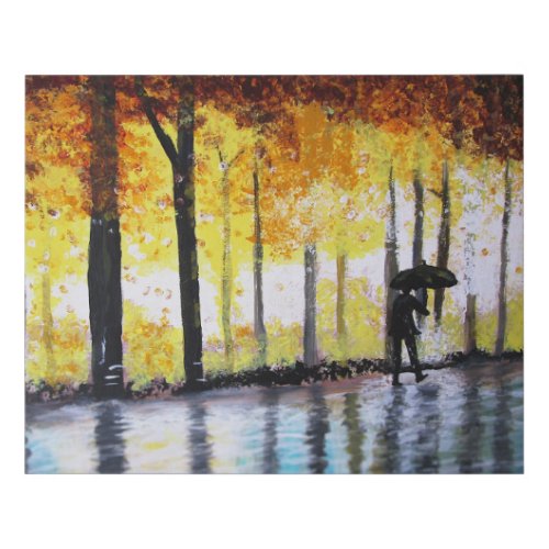 A LONELY WALK IN THE RAIN FAUX CANVAS PRINT