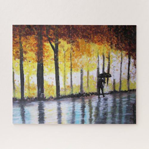 A LONELY WALK IN THE RAIN   JIGSAW PUZZLE