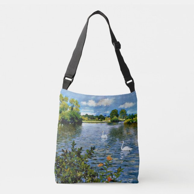 A Long Island Lake, fine art, Crossbody Bag (Front)