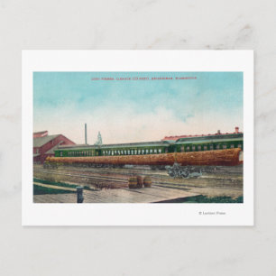A Long Tree Log on Railroad Tracks Postcard