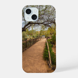 a long winding footpath at Desert Botanical Garden iPhone 15 Case