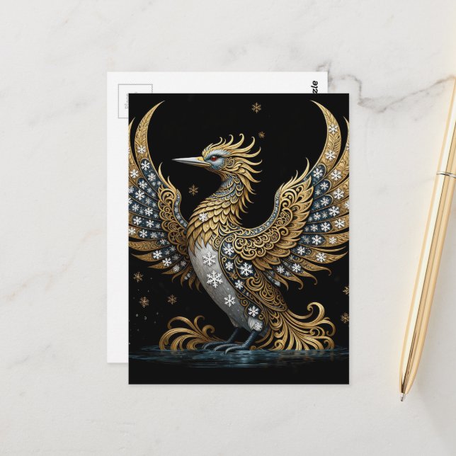 A Loon Rising From the Ice Like a Phoenix Bird Postcard (Front/Back In Situ)