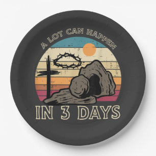 A Lot Can Happen in 3 Days Easter Religious Paper Plates