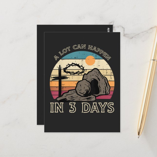 A Lot Can Happen in 3 Days Easter Religious Postcard (Front/Back In Situ)