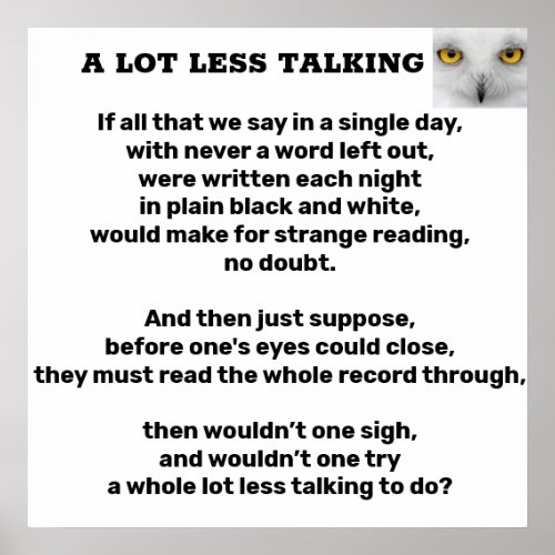 A LOT LESS TALKING poetry poster
