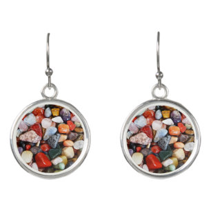 a lot of beautifully colored stones earrings