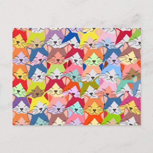 A lot of Colorful Cats  Kitten Pet Pattern Gift Postcard