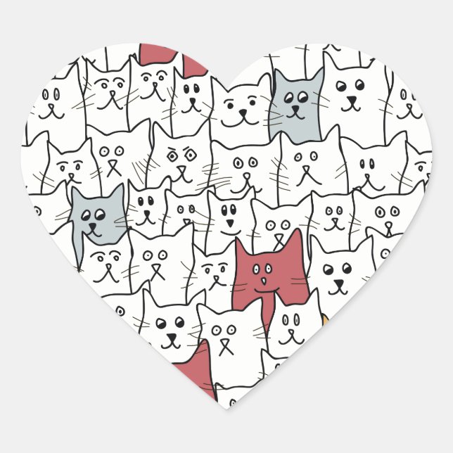 A lot of funny cats heart sticker (Front)