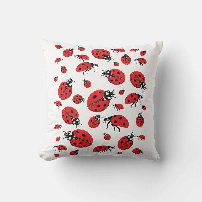 A lot of Ladybugs Lucky Pattern  Throw Pillow (Front)
