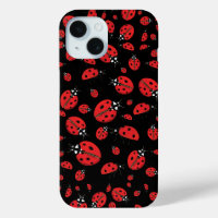 A lot of Red Ladybugs Lucky Pattern Black