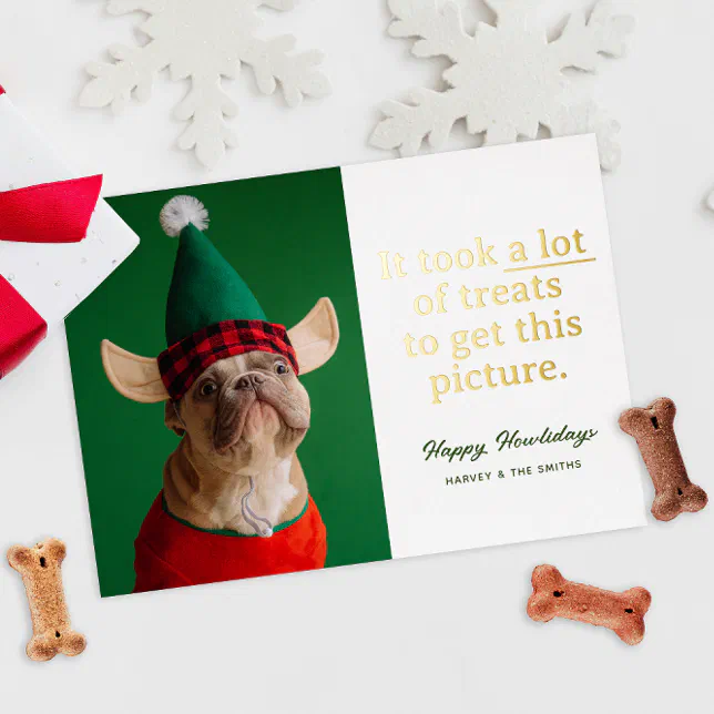 A Lot of Treats Happy Howlidays Funny Pet Foil Holiday Card | Zazzle