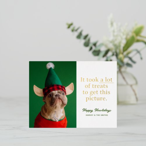A Lot of Treats Happy Howlidays Funny Pet Foil Holiday Postcard