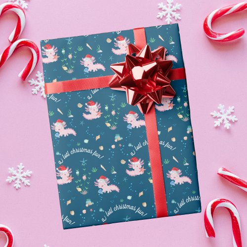 A Lotl Christmas Fun Cute Happy Santa Axolotl Wrapping Paper