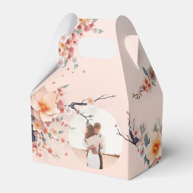 A Love Blossoming Under the Cherry Trees Favor Boxes (Front Side)