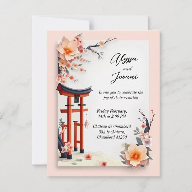 A Love Blossoming Under the Cherry Trees Invitation (Front)