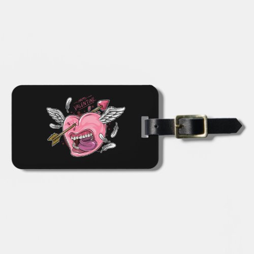 a love heart with lips and wings that are hit by l luggage tag
