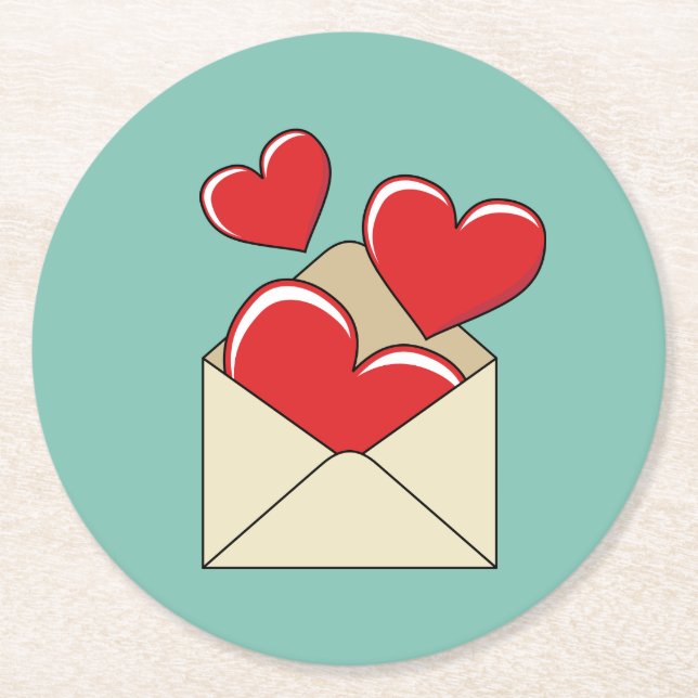 A Love Letter Round Paper Coaster (Front)