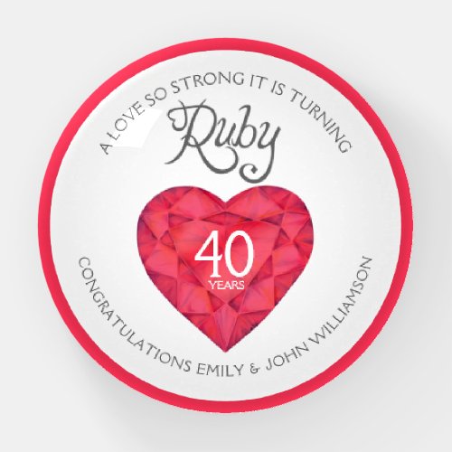 A love so strong 40th ruby wedding paperweight