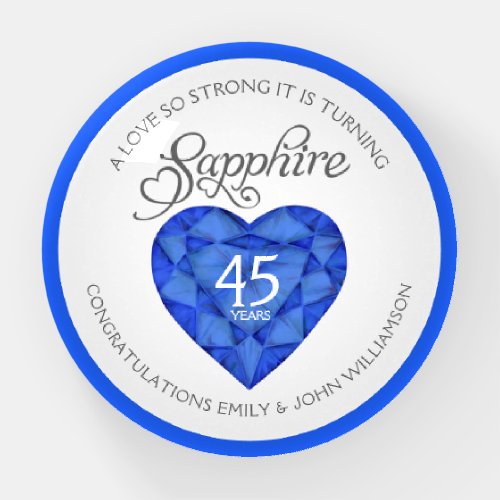 A love so strong 45th sapphire wedding paperweight