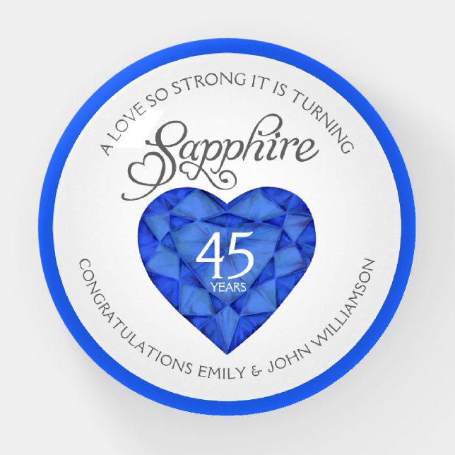 A love so strong 45th sapphire wedding paperweight (Front)