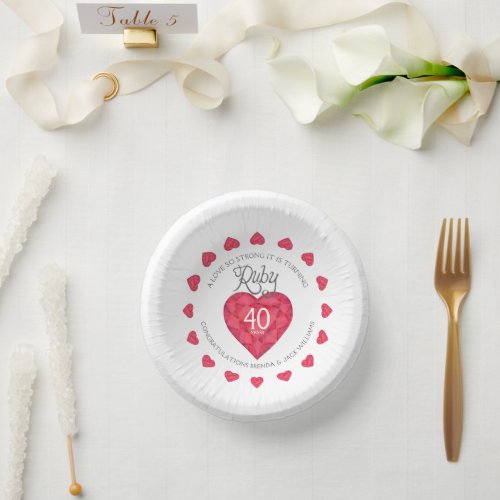 A love so strong ruby wedding 40th anniversary paper bowls