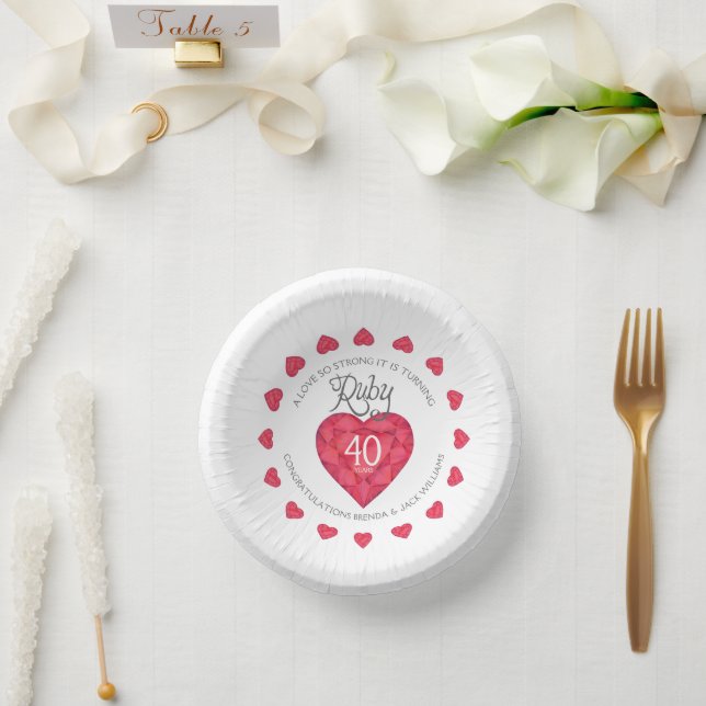 A love so strong ruby wedding 40th anniversary paper bowls (Wedding)