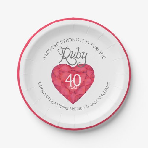 A love so strong ruby wedding party plates