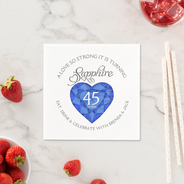 A love so strong sapphire wedding party watercolor napkins (Insitu)