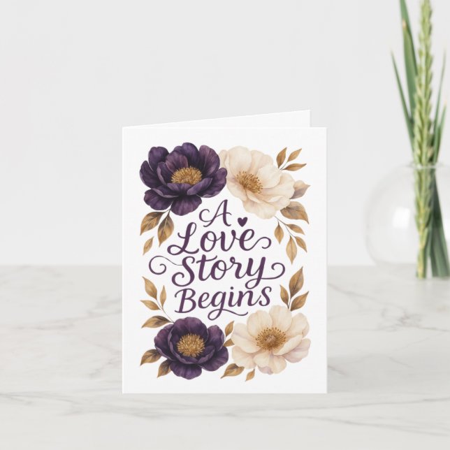 A Love Story Begins Wedding Greeting Card (Front)