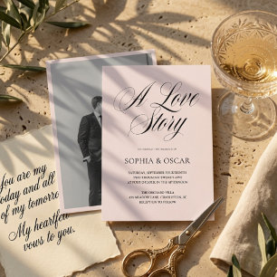 A Love Story Photo Wedding Elegant Invitation