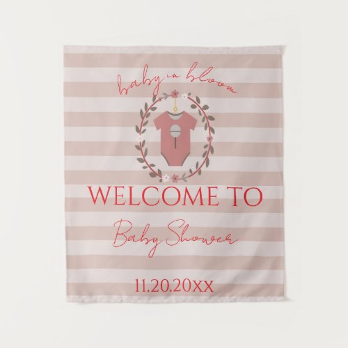 A lovely baby shower design with classic stripes tapestry