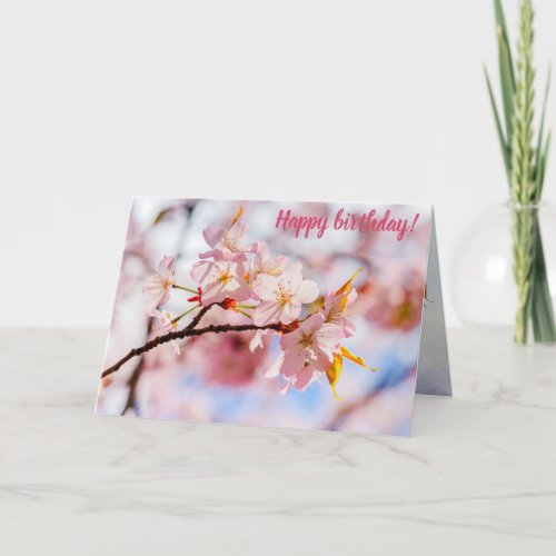 A Lovely Bunch Of Sakura Flowers On Pink Backdrop Card