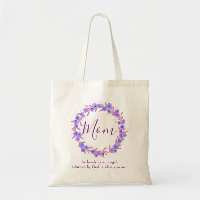A lovely gift for mom floral wreath tote bag (Front)