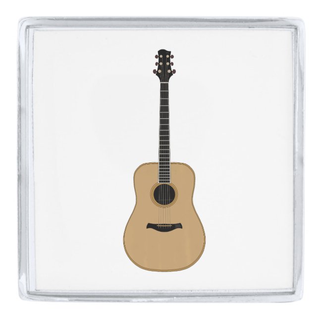 A lovely guitar silver finish lapel pin (Front)