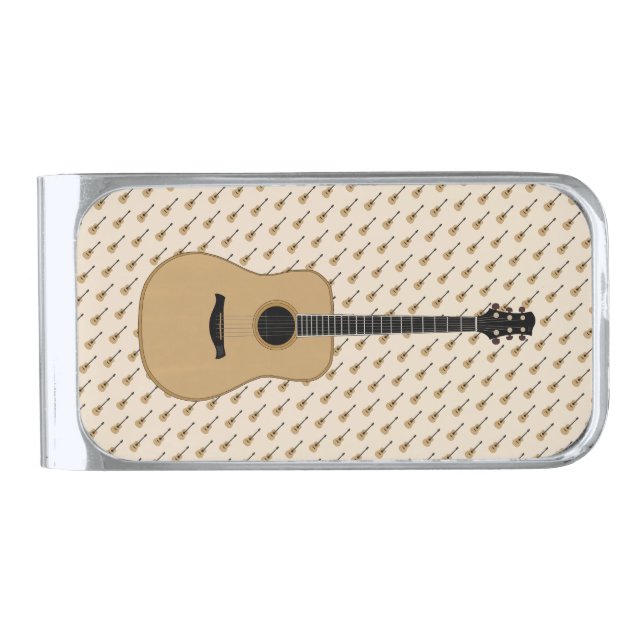 A lovely guitar silver finish money clip (Front)