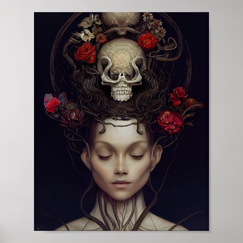 A Lovely Headdress Surreal Gothic Horror Art Poster