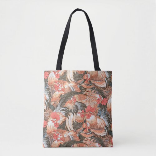 A Lovely Philip Jacobs Fabric Roosters Tote Bag