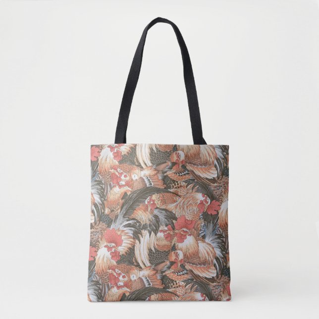 A Lovely Philip Jacobs Fabric Roosters Tote Bag (Front)